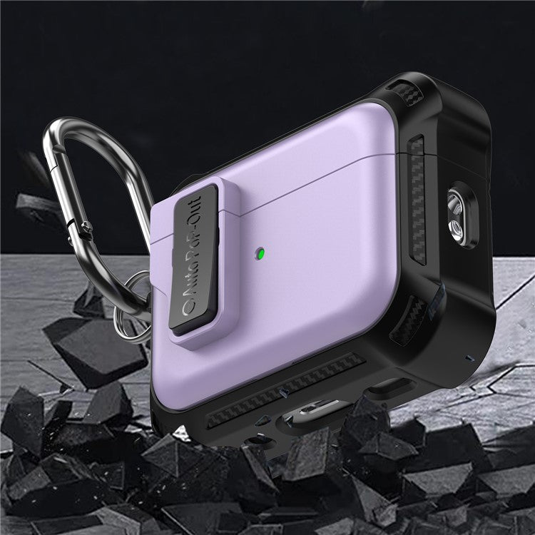 For AirPods Pro 2 Pressing Buckle Design Wireless Earphone Protective Case TPU+PC Anti-drop Cover - Purple