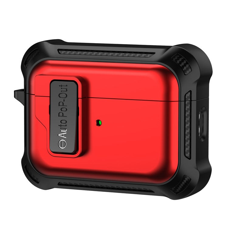 For AirPods Pro 2 Pressing Buckle Design Wireless Earphone Protective Case TPU+PC Anti-drop Cover - Red