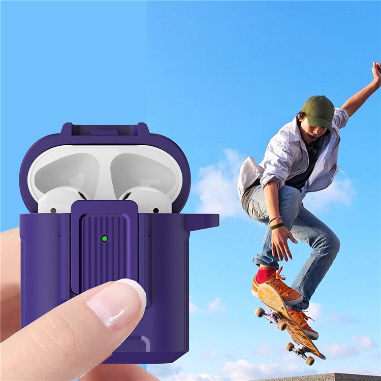 For Apple AirPods with Charging Case (2016) / (2019)  / AirPods with Wireless Charging Case (2019) ) Earphone Case Earbud TPU+PC Cover - Purple