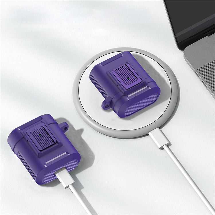 For Apple AirPods with Charging Case (2016) / (2019)  / AirPods with Wireless Charging Case (2019) ) Earphone Case Earbud TPU+PC Cover - Purple