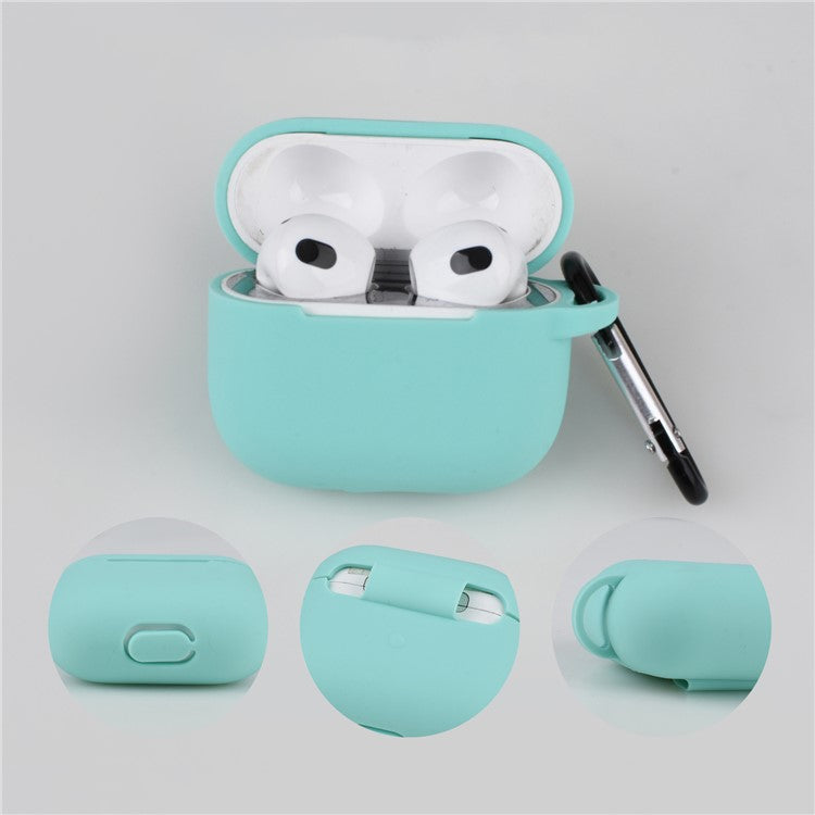 6 in 1 For Apple AirPods 3 Portable Carrying Bag Headset Silicone Case Set with Earbuds Holder / Anti-Lost Neck Strap - Dark Blue