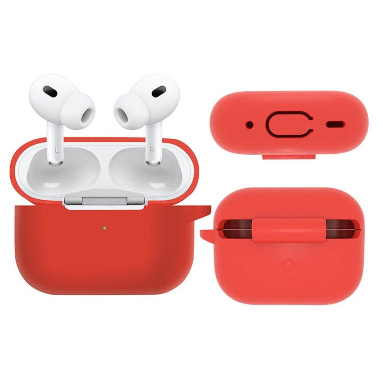 8 in 1 Portable Storage Bag Set for AirPods Pro 2 Silicone Case with Strap / Neck Strap / Cleaning Brush - Red