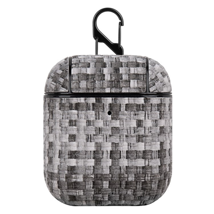 For Apple AirPods with Charging Case (2016) / (2019) / AirPods with Wireless Charging Case (2019) Woven Texture PU Leather PC Case - Burlap Gray