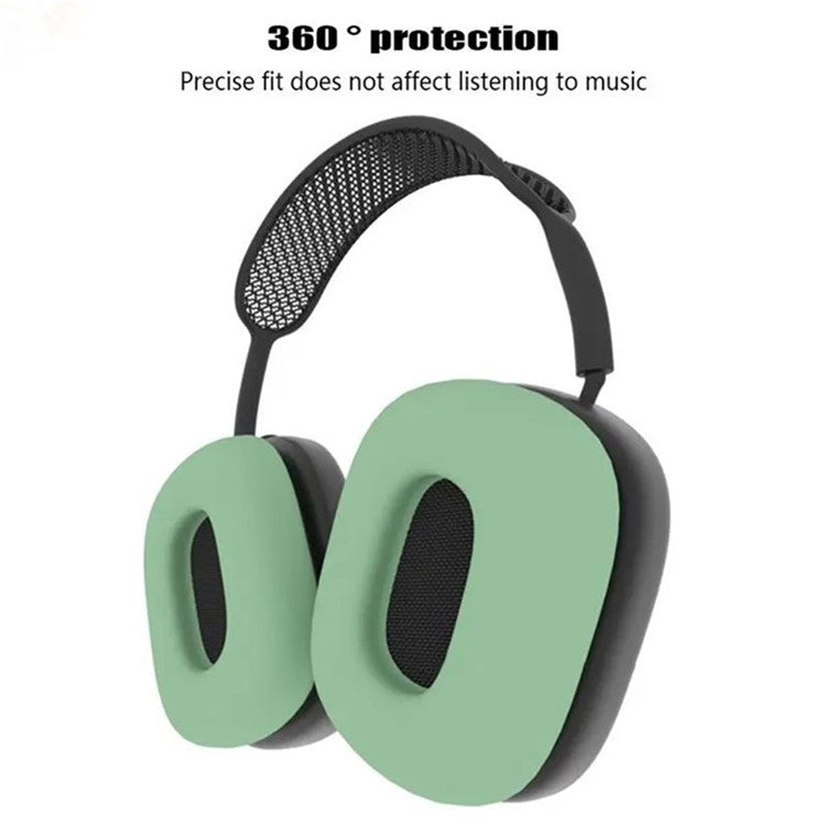 1 Pair for AirPods Max 2024 (USB-C) / Max Headphone Silicone Ear Cap Cover Earpad Protective Shell - Matcha Green