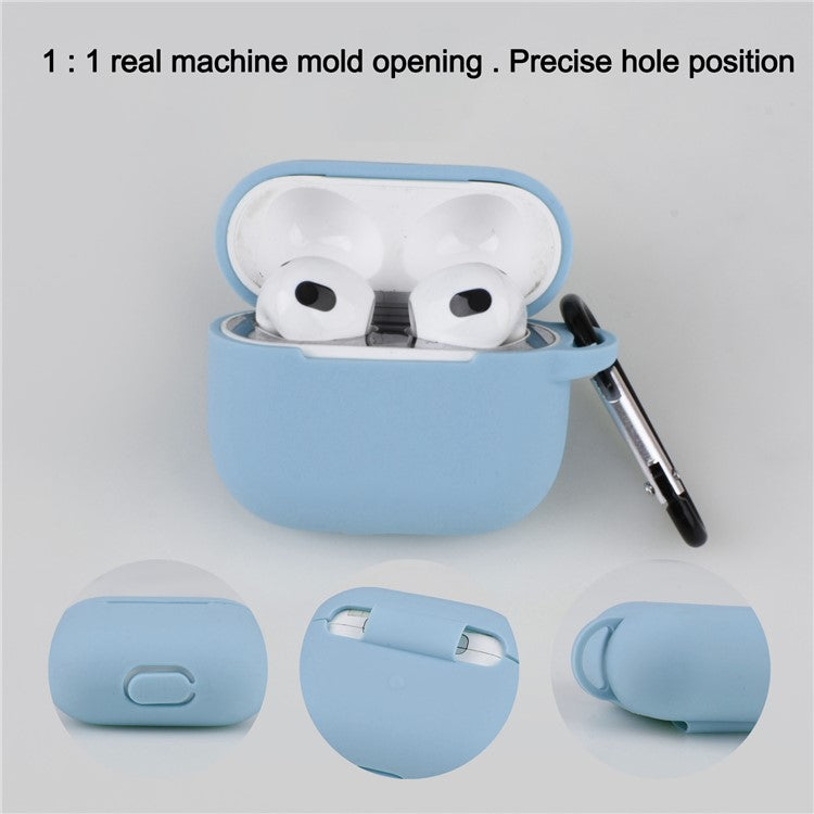 For Apple AirPods 3 Silicone Protective Cover Anti-lost Rope Hanging Buckle Ear Hook 8-in-1 Accessories Kit - Blue