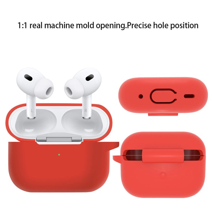 For AirPods Pro 2 Silicone Cover Neck Rope Hanging Buckle Ear Hook 6-in-1 Anti-lost Accessories Kit - Red