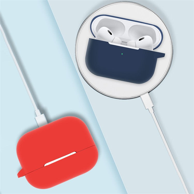 For AirPods Pro 2 Silicone Cover Neck Rope Hanging Buckle Ear Hook 6-in-1 Anti-lost Accessories Kit - Dark Blue