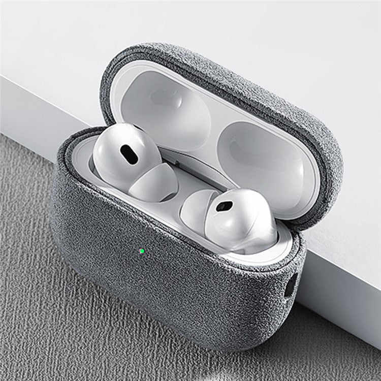 Protective Cover for AirPods Pro 2 Suede Leather Case Bluetooth Headset Case - Dark Grey