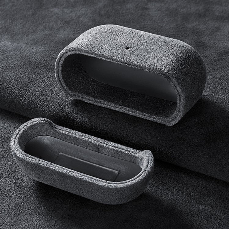 Suede Leather Anti-Drop Case for Apple AirPods 3 Bluetooth Earbuds Case Cover - Grey