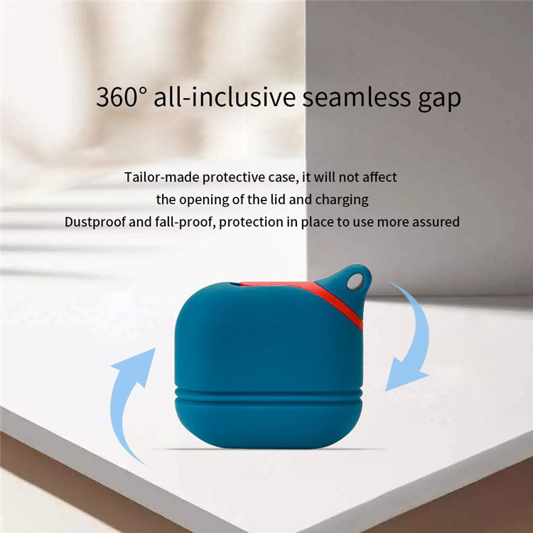 For Apple AirPods 3 Soft Silicone Protective Case Wireless Earphones Portable Cover with Carabiner - Blue