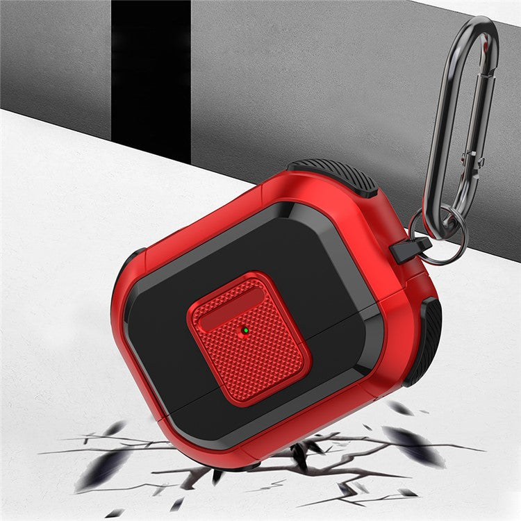 TPU PC Cover for AirPods Pro 2 Case Bluetooth Headset Protective Case with Lock, Carabiner - Red