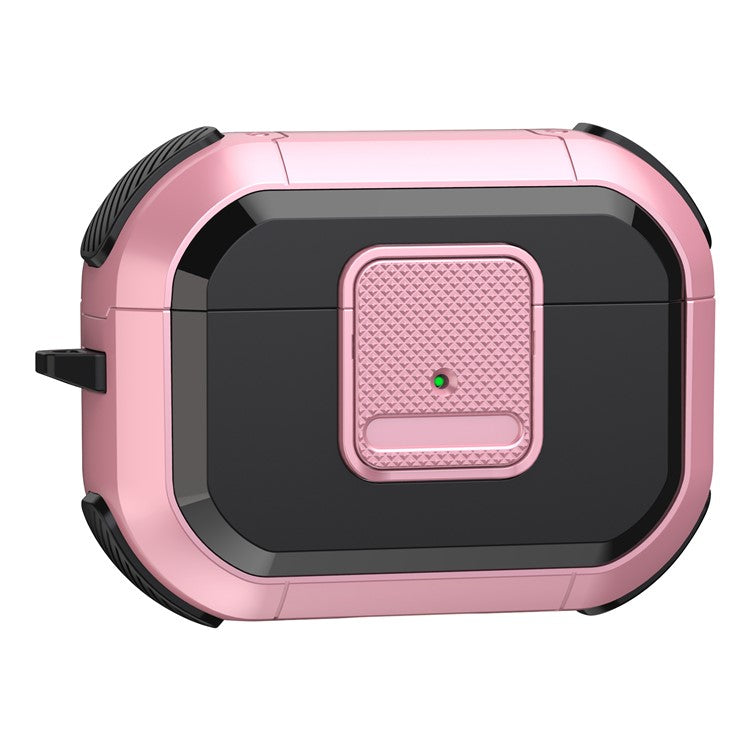 TPU PC Cover for AirPods Pro 2 Case Bluetooth Headset Protective Case with Lock, Carabiner - Pink