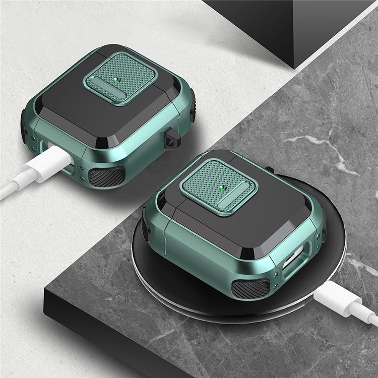 For Apple AirPods with Charging Case (2016) / (2019) / AirPods with Wireless Charging Case (2019) TPU PC Cover - Blackish Green