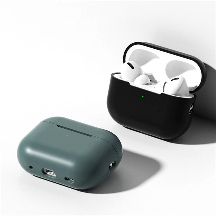 For AirPods Pro 2 6-in-1 Silicone Protective Cover + Anti-lost Rope + Storage Case + Brush + Watch Band Earbud Holder + Hand Rope - Midnight Green