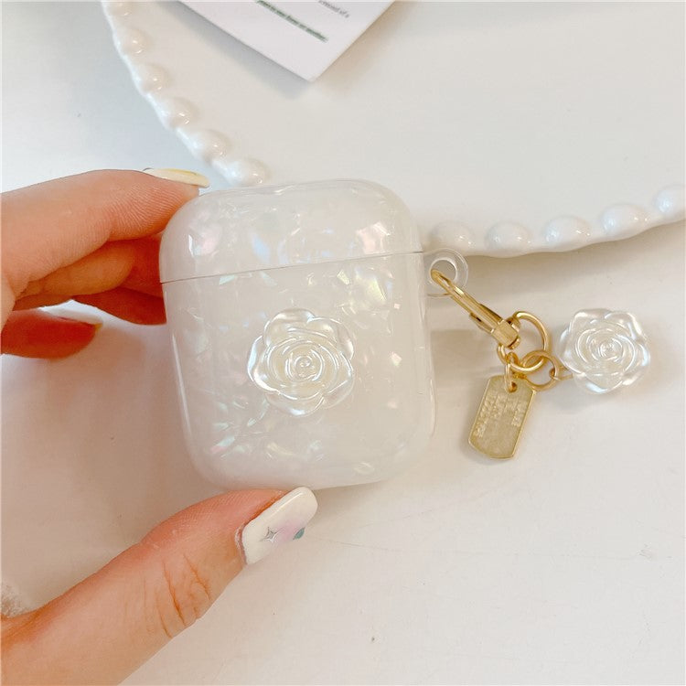 For Apple AirPods with Charging Case (2016)  /  (2019)  /  AirPods with Wireless Charging Case (2019) TPU Cover with Camellia Decor