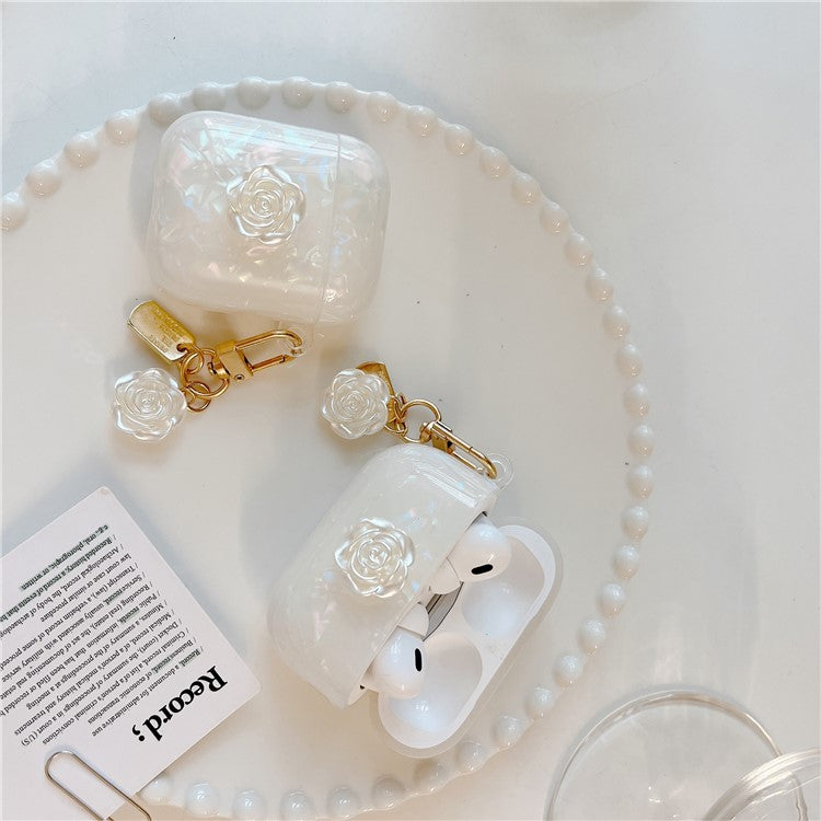 For Apple AirPods with Charging Case (2016)  /  (2019)  /  AirPods with Wireless Charging Case (2019) TPU Cover with Camellia Decor