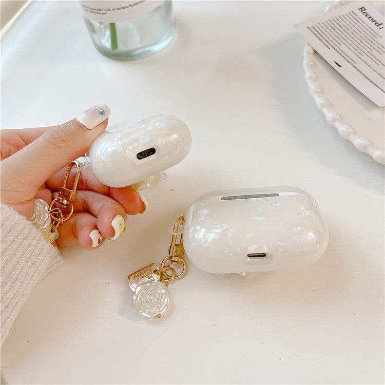 For Apple AirPods with Charging Case (2016)  /  (2019)  /  AirPods with Wireless Charging Case (2019) TPU Cover with Camellia Decor