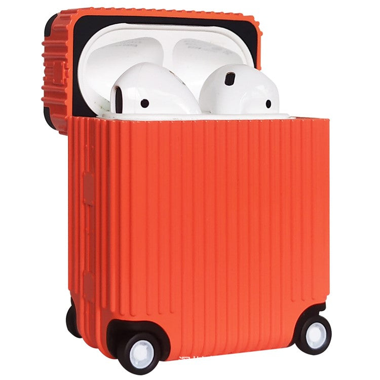 For Apple AirPods Pro / Pro 2 Charging Case Cover Wheel Luggage Design Silicone Case Bluetooth Headset Protector - Orange