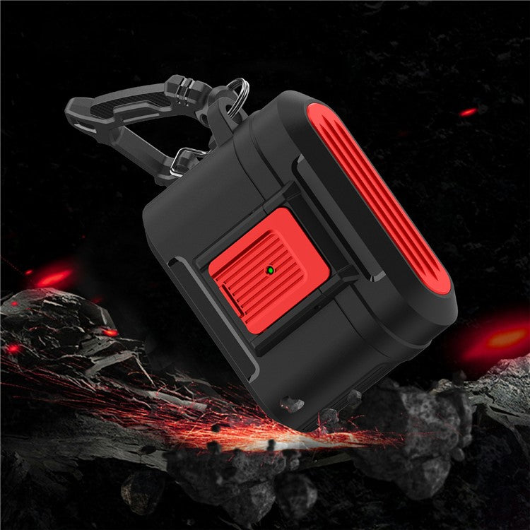 For AirPods Pro 2 Earphone Protective Case Pressing Buckle Luggage Case Design TPU+PC Anti-drop Cover - Black / Red