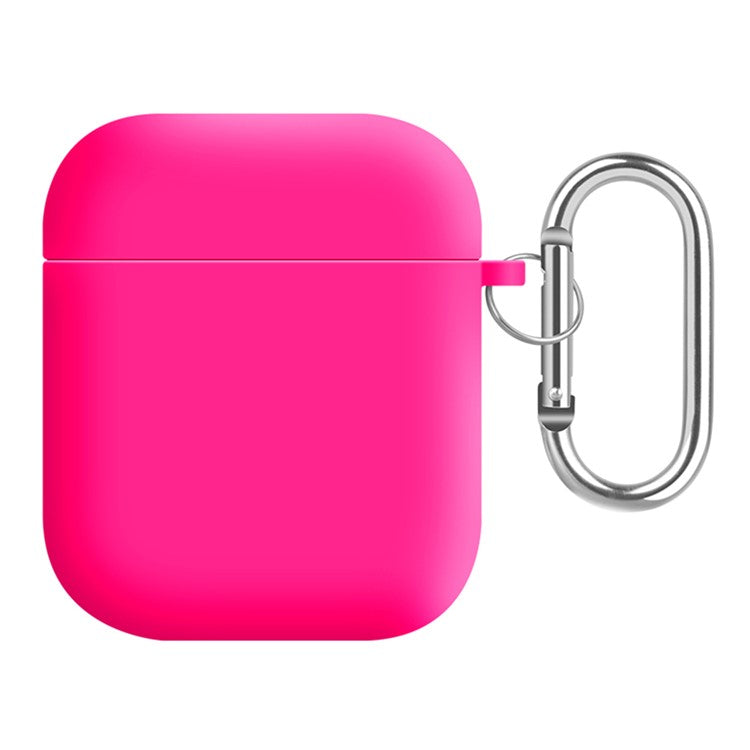 Earphones Case for Apple AirPods with Charging Case (2016) / (2019) / AirPods with Wireless Charging Case (2019) , Silicone+PC Lining Protective Cover - Fluorescent Rose