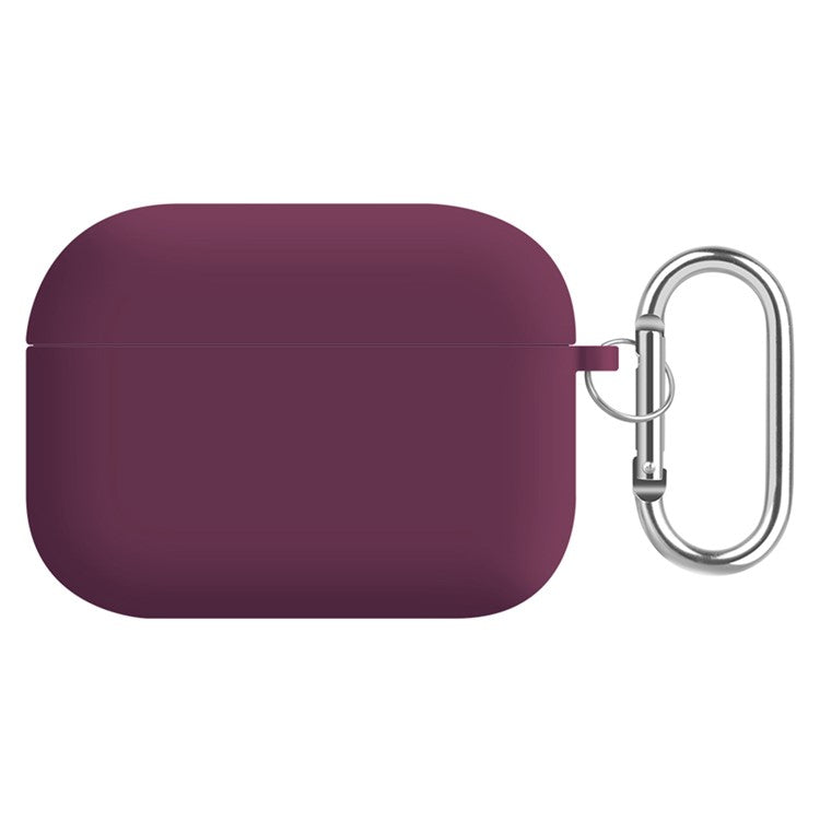 For AirPods Pro (Gen 2) (USB-C) / Pro 2 Earphone Case Silicone+PC Lining Protective Carrying Cover with Keychain Hook - Wine Red