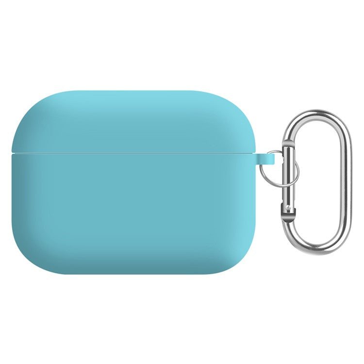 For AirPods Pro (Gen 2) (USB-C) / Pro 2 Earphone Case Silicone+PC Lining Protective Carrying Cover with Keychain Hook - Ice Sea Blue