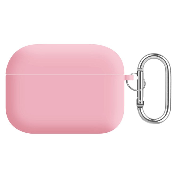 For AirPods Pro (Gen 2) (USB-C) / Pro 2 Earphone Case Silicone+PC Lining Protective Carrying Cover with Keychain Hook - Pink