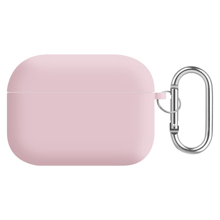 For AirPods Pro (Gen 2) (USB-C) / Pro 2 Earphone Case Silicone+PC Lining Protective Carrying Cover with Keychain Hook - Light Pink