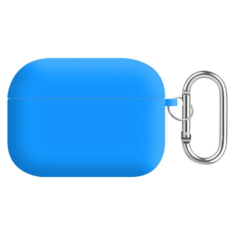 For AirPods Pro (Gen 2) (USB-C) / Pro 2 Earphone Case Silicone+PC Lining Protective Carrying Cover with Keychain Hook - Wave Blue