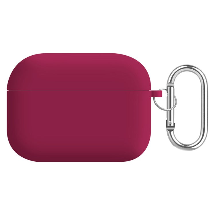 For AirPods Pro (Gen 2) (USB-C) / Pro 2 Earphone Case Silicone+PC Lining Protective Carrying Cover with Keychain Hook - Rose