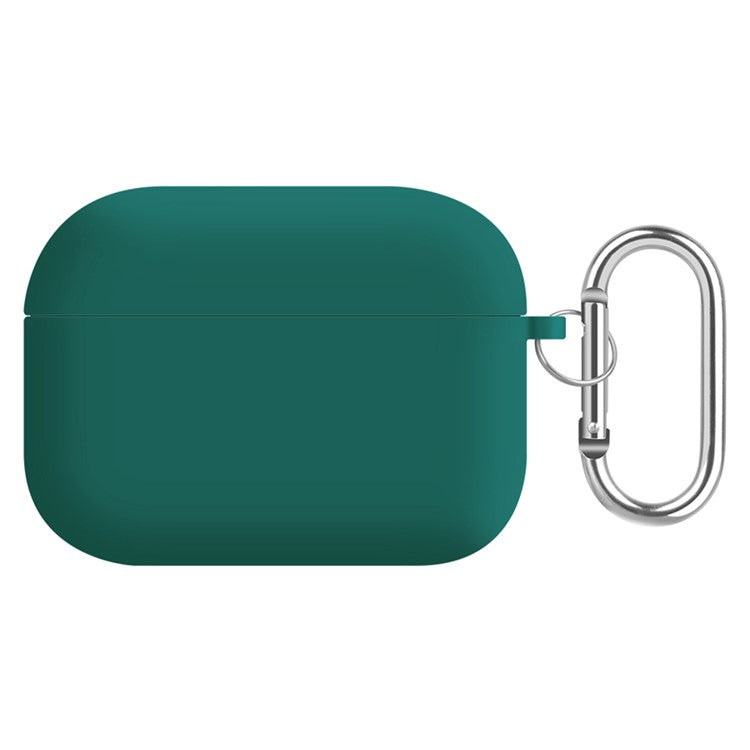 For AirPods Pro (Gen 2) (USB-C) / Pro 2 Earphone Case Silicone+PC Lining Protective Carrying Cover with Keychain Hook - Blackish Green