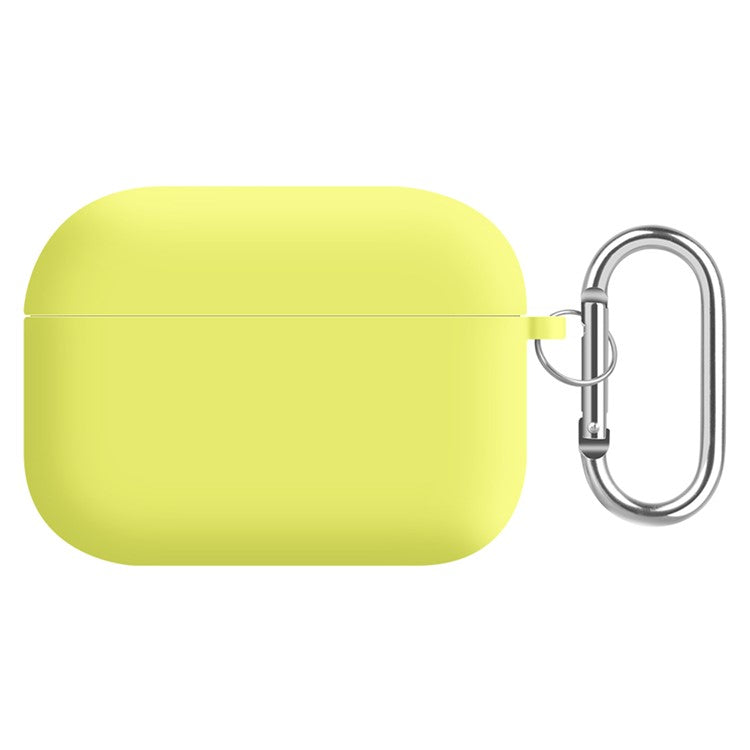 For AirPods Pro (Gen 2) (USB-C) / Pro 2 Earphone Case Silicone+PC Lining Protective Carrying Cover with Keychain Hook - Bright Yellow