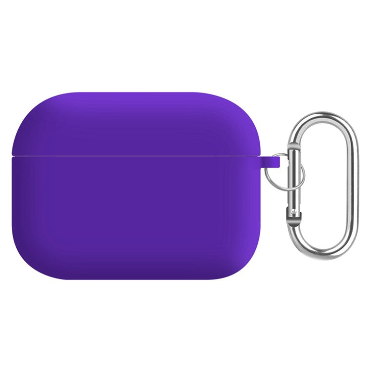 For AirPods Pro (Gen 2) (USB-C) / Pro 2 Earphone Case Silicone+PC Lining Protective Carrying Cover with Keychain Hook - Dark Purple