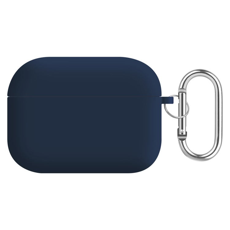 For AirPods Pro (Gen 2) (USB-C) / Pro 2 Earphone Case Silicone+PC Lining Protective Carrying Cover with Keychain Hook - Midnight Blue