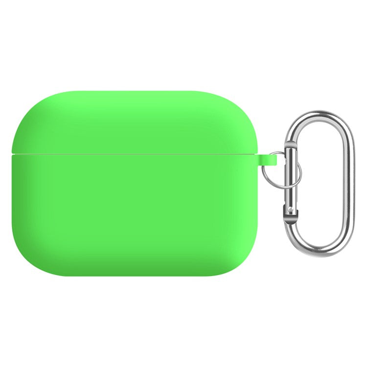 For AirPods Pro (Gen 2) (USB-C) / Pro 2 Earphone Case Silicone+PC Lining Protective Carrying Cover with Keychain Hook - Fluorescent Green