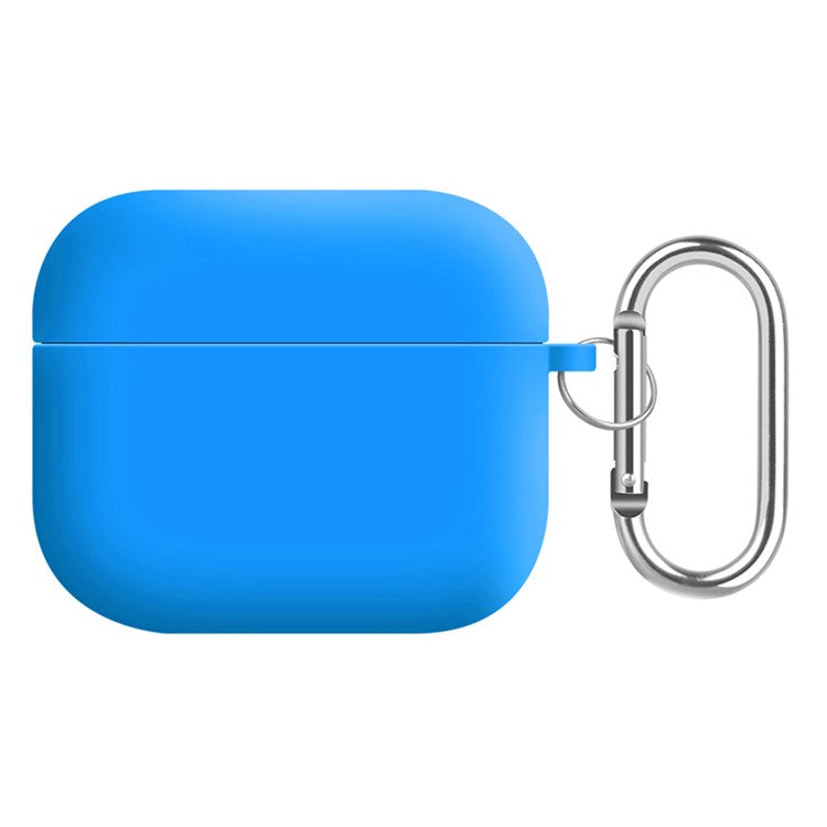 For Apple AirPods 3 Earphones Skin Cover Silicone+PC Lining Protective Carrying Case with Keychain - Wave Blue