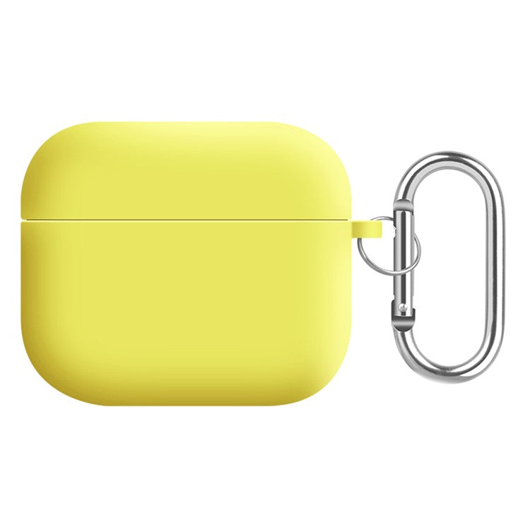 For Apple AirPods 3 Earphones Skin Cover Silicone+PC Lining Protective Carrying Case with Keychain - Bright Yellow