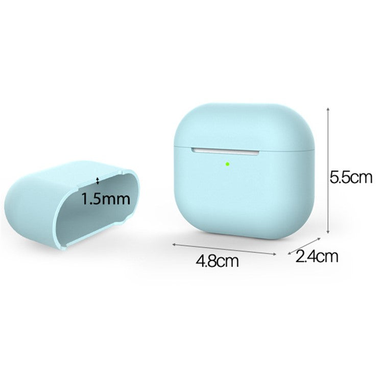 For Apple AirPods 3 Earphone Case Silicone Shock-Absorbing Earbuds Cover with Metal Dustproof Sticker Kit - Sky Blue+Silver