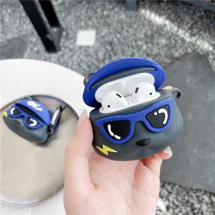 Earphones Case for Apple AirPods with Charging Case (2016) / (2019) / AirPods with Wireless Charging Case (2019) , Little Bear Silicone Cover with Keychain