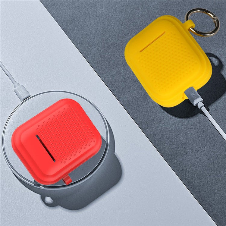 Silicone Case for AirPods with Charging Case (2016) / (2019) / AirPods with Wireless Charging Case (2019) Earphone Cover with Ring Buckle - Black