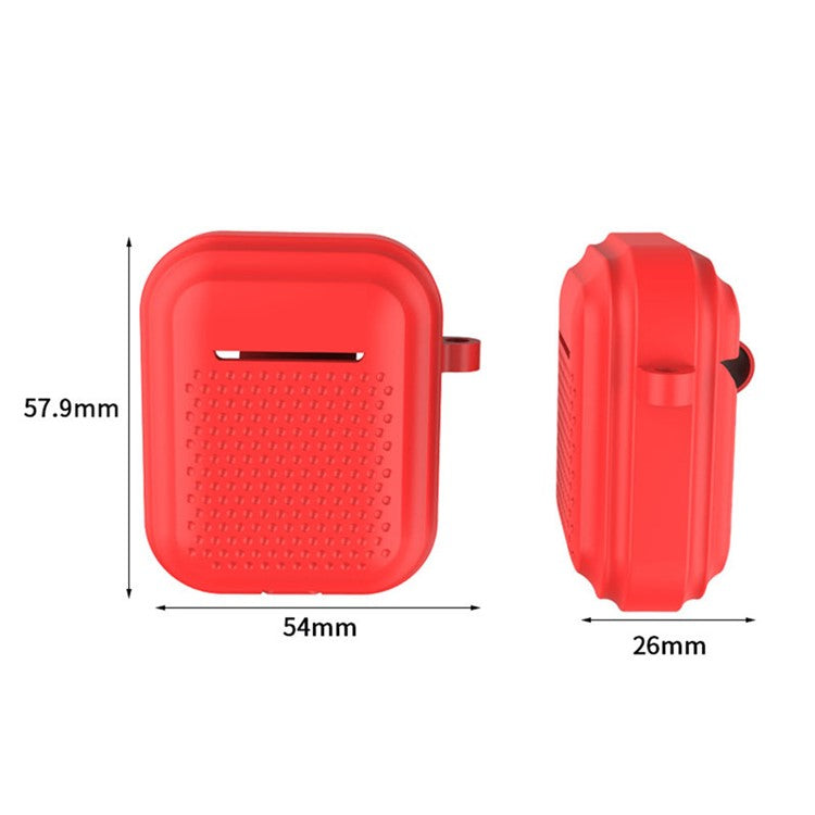 Silicone Case for AirPods with Charging Case (2016) / (2019) / AirPods with Wireless Charging Case (2019) Earphone Cover with Ring Buckle - Black