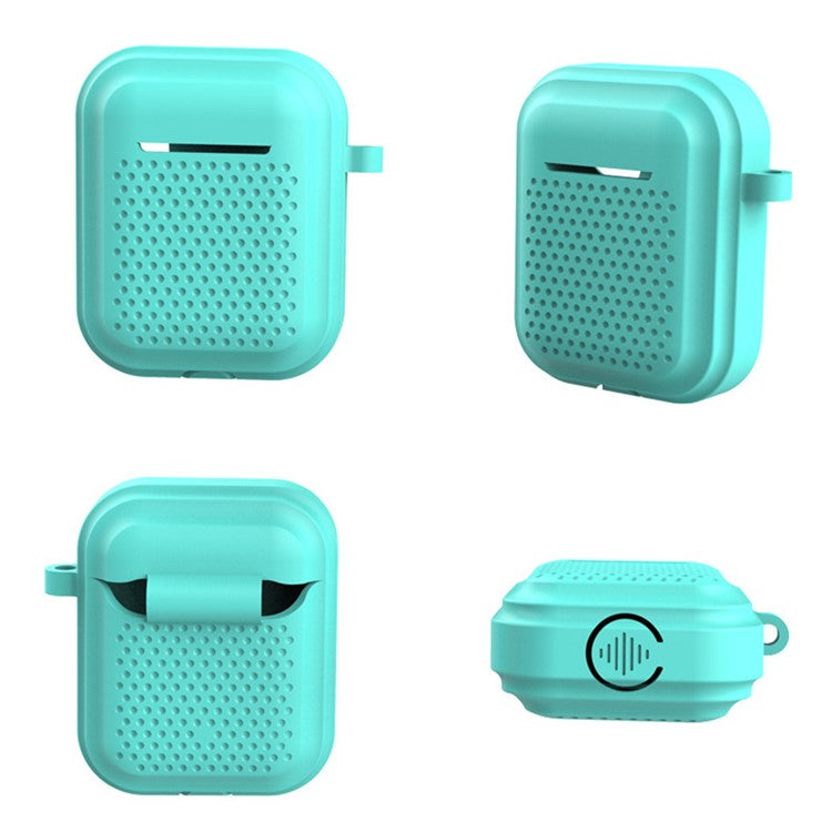 Silicone Case for AirPods with Charging Case (2016) / (2019) / AirPods with Wireless Charging Case (2019) Earphone Cover with Ring Buckle - White