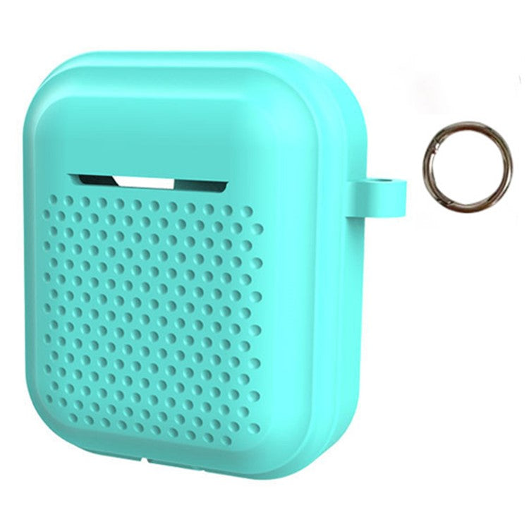 Silicone Case for AirPods with Charging Case (2016) / (2019) / AirPods with Wireless Charging Case (2019) Earphone Cover with Ring Buckle - Mint Green