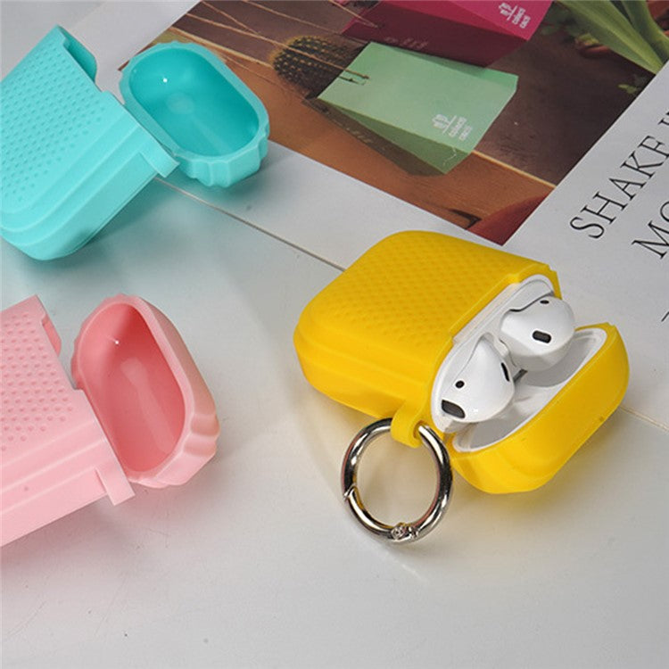 Silicone Case for AirPods with Charging Case (2016) / (2019) / AirPods with Wireless Charging Case (2019) Earphone Cover with Ring Buckle - Mint Green