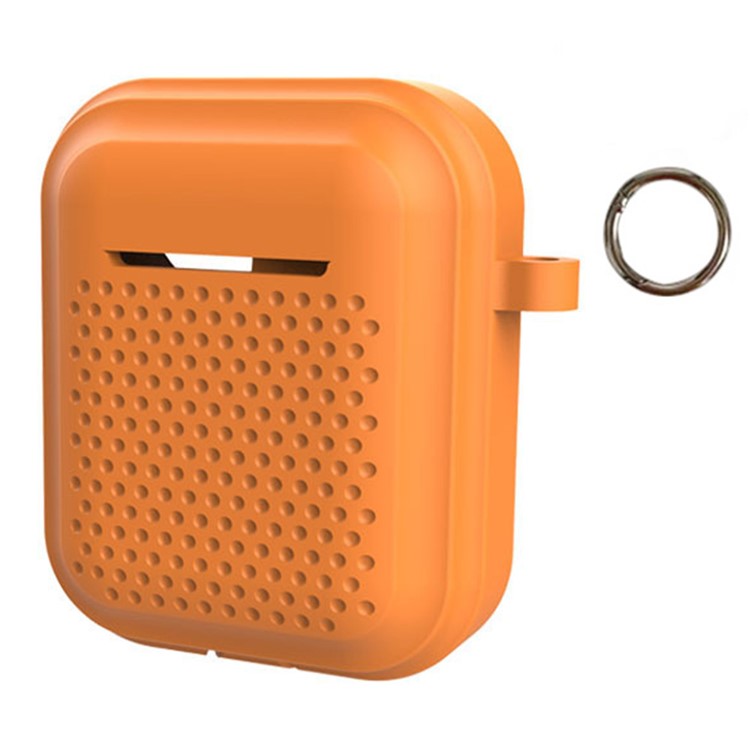 Silicone Case for AirPods with Charging Case (2016) / (2019) / AirPods with Wireless Charging Case (2019) Earphone Cover with Ring Buckle - Orange