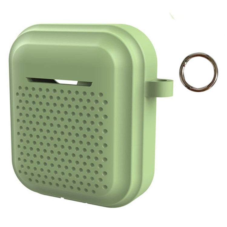 Silicone Case for AirPods with Charging Case (2016) / (2019) / AirPods with Wireless Charging Case (2019) Earphone Cover with Ring Buckle - Match Green