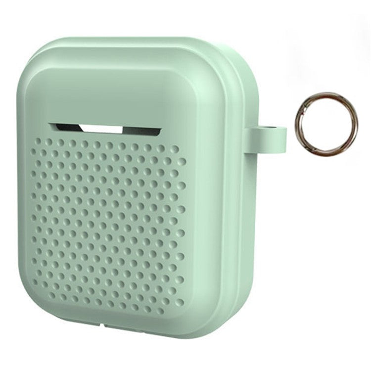 Silicone Case for AirPods with Charging Case (2016) / (2019) / AirPods with Wireless Charging Case (2019) Earphone Cover with Ring Buckle - Light Green