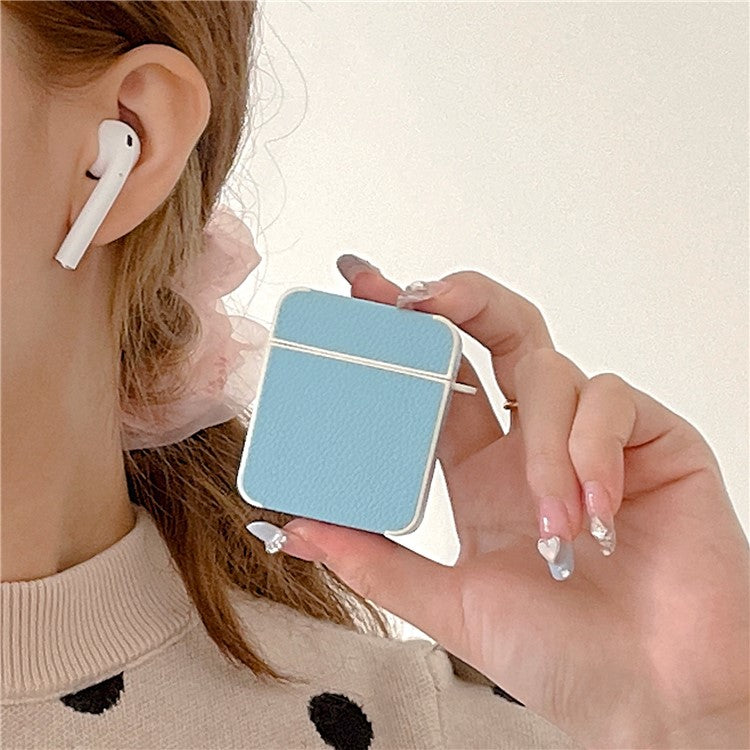 For Apple AirPods with Charging Case (2016)  /  (2019)  /  AirPods with Wireless Charging Case (2019) PU Leather TPU Case - Blue