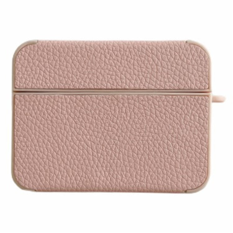 For AirPods Pro 2 Charging Case Cover Litchi Texture PU Leather TPU Shockproof Case - Pink