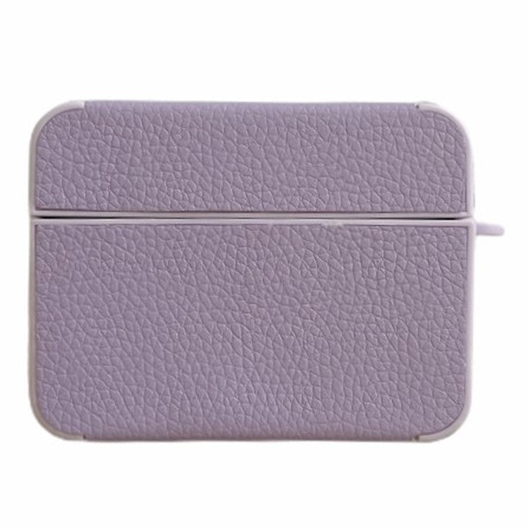 For Apple AirPods 3 Litchi Texture PU Leather TPU Case Bluetooth Headset Charging Case Cover - Purple